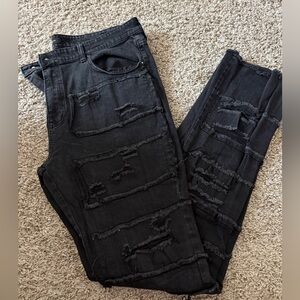 Fashion Nova Black Distressed Men Pants